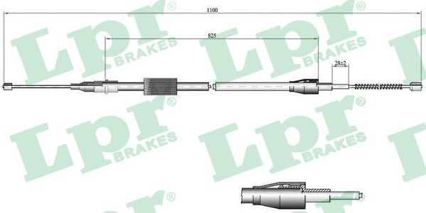 Трос ручника (тросик ручного тормоза) LPR задний правый/левый для Audi A2 2000-2005. Артикул C0035B