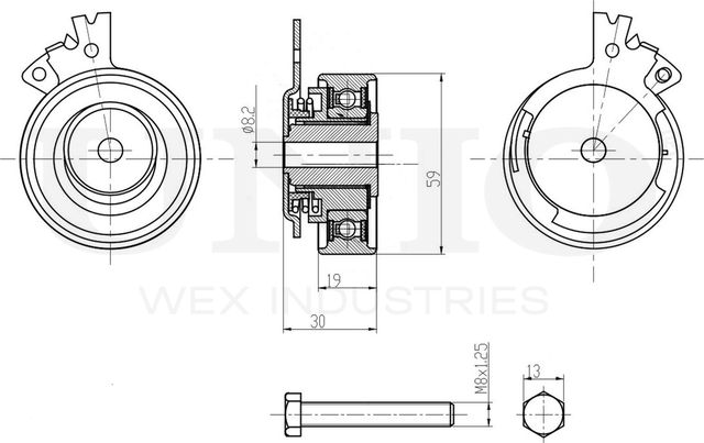 Ролик зубчатого ремня ГРМ натяжной (Unio). Артикул TNS-10203