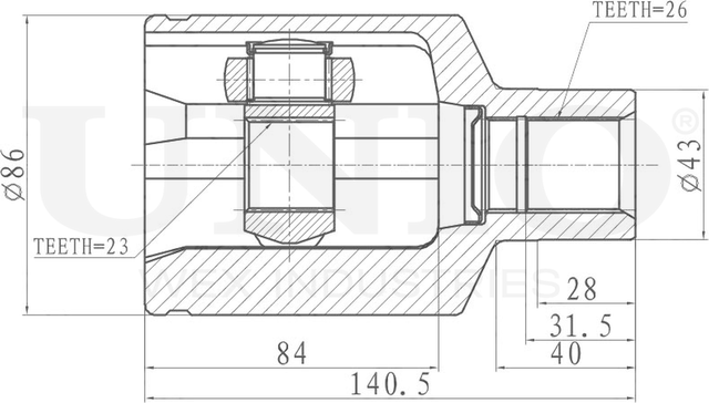 ШРУС внутренний (Unio). Артикул CVJ-30129