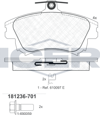 Тормозные колодки Icer. Артикул 181236-701