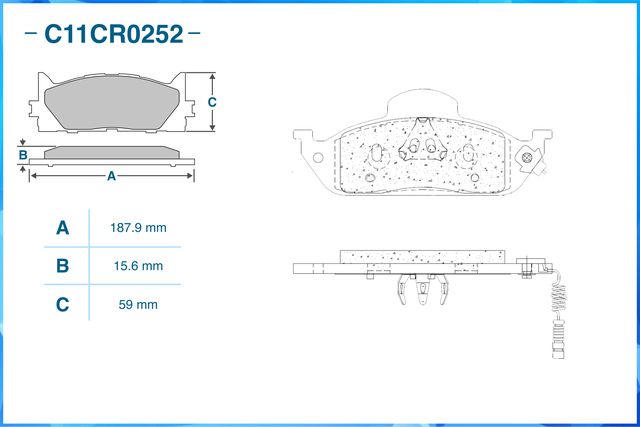 Колодки тормозные передние (Low Metallic) (Cworks). Артикул C11CR0252