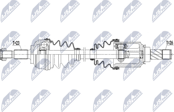 Полуось (привод в сборе, приводной вал) NTY. Артикул NPW-RE-172
