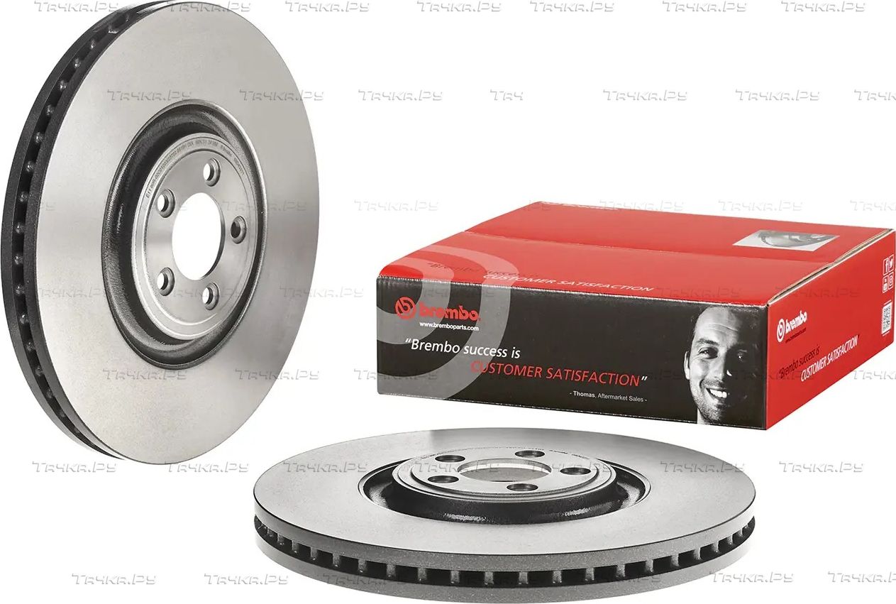 Тормозной диск Brembo PRIME LINE - UV Coated передний для Jaguar XF I 2009-2015. Артикул 09.D433.11