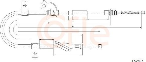 Трос ручника (тросик ручного тормоза) Cofle задний правый для Subaru Forester II 2002-2008. Артикул 17.2607