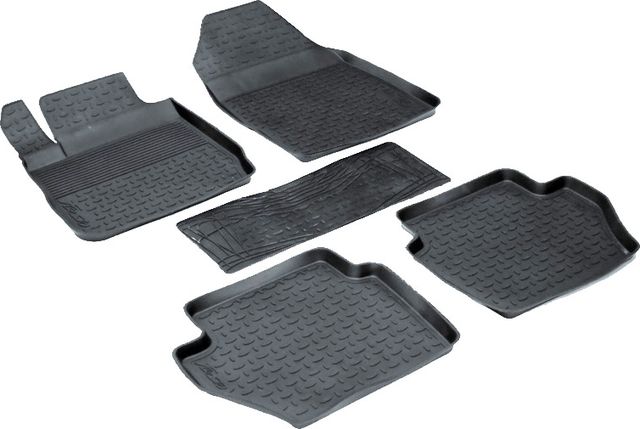 Коврики резиновые Seintex с высоким бортиком для салона Ford Fiesta VI до рестайлинга 2008-2015. Артикул 01073