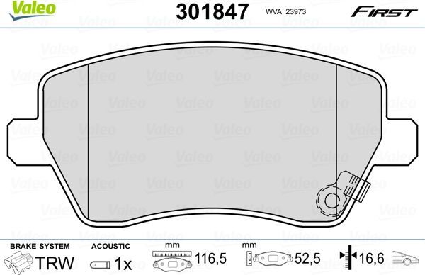 Тормозные колодки Valeo First. Артикул 301847