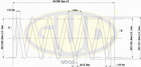Пружина подвески G.U.D. передняя для BMW 5 III (E34) 1987-1996. Артикул GCS008412