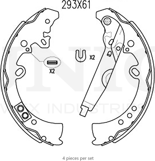 Колодки тормозные барабанные, комплект (Unio). Артикул BRP-10039