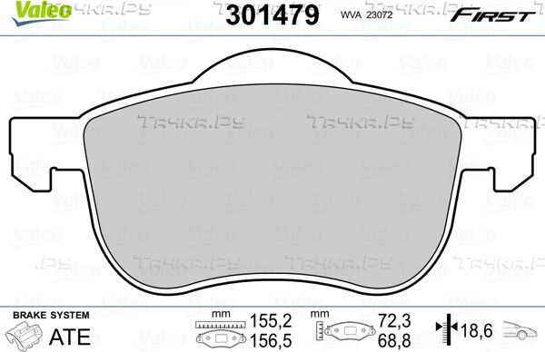 Тормозные колодки Valeo First передние для Volvo XC70 I 2000-2007. Артикул 301479