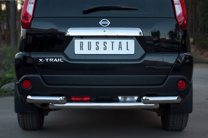 Защита RusStal заднего бампера d63/63 (дуга) для Nissan X-Trail T31 2011-2014. Артикул NTZ-000918