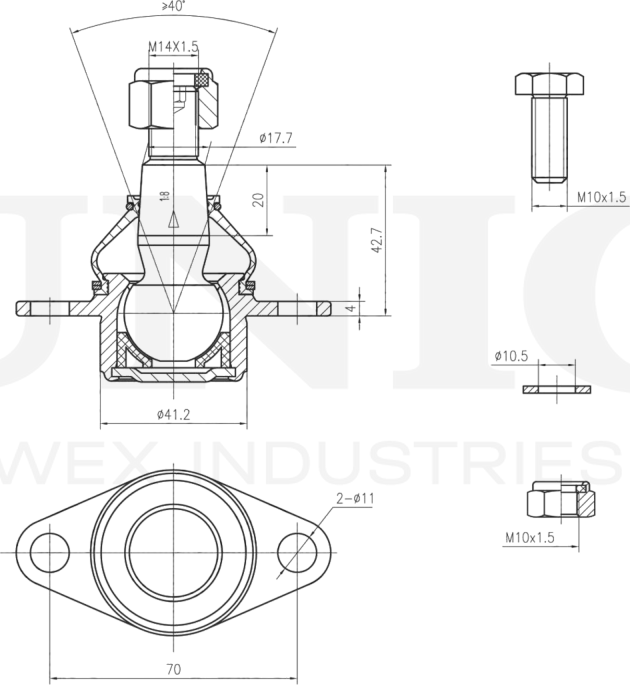 Опора шаровая (Unio). Артикул SSP-20092