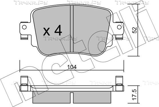 Тормозные колодки Metelli задние для SEAT Leon III 2012-2026. Артикул 22-0980-0