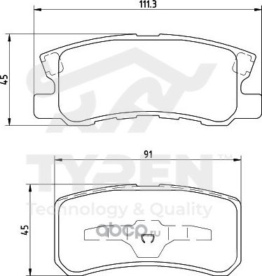 Дисковые тормозные колодки (Tyren). Артикул TYR1214481