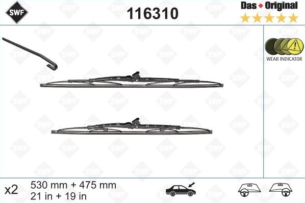Щетки стеклоочистителя (дворники) SWF для Mazda 626 V (GF) 1997-2002. Артикул 116310