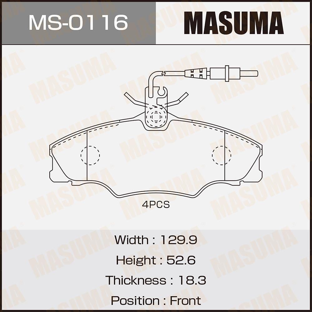 Тормозные колодки Masuma. Артикул MS-0116