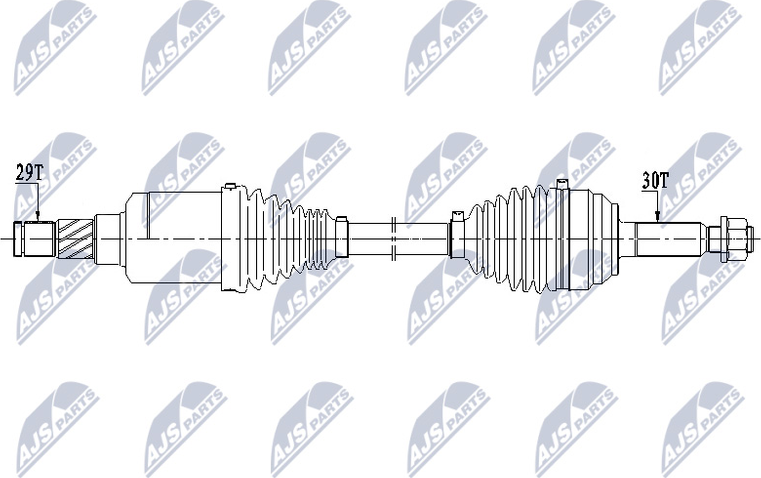 Полуось (привод в сборе, приводной вал) NTY. Артикул NPW-CH-118