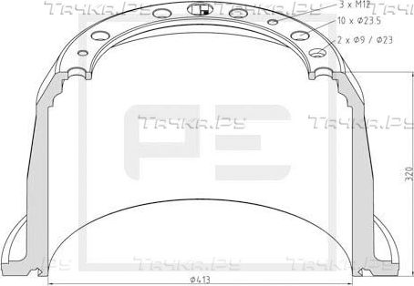 Тормозной барабан PE Automotive. Артикул 126.092-00A