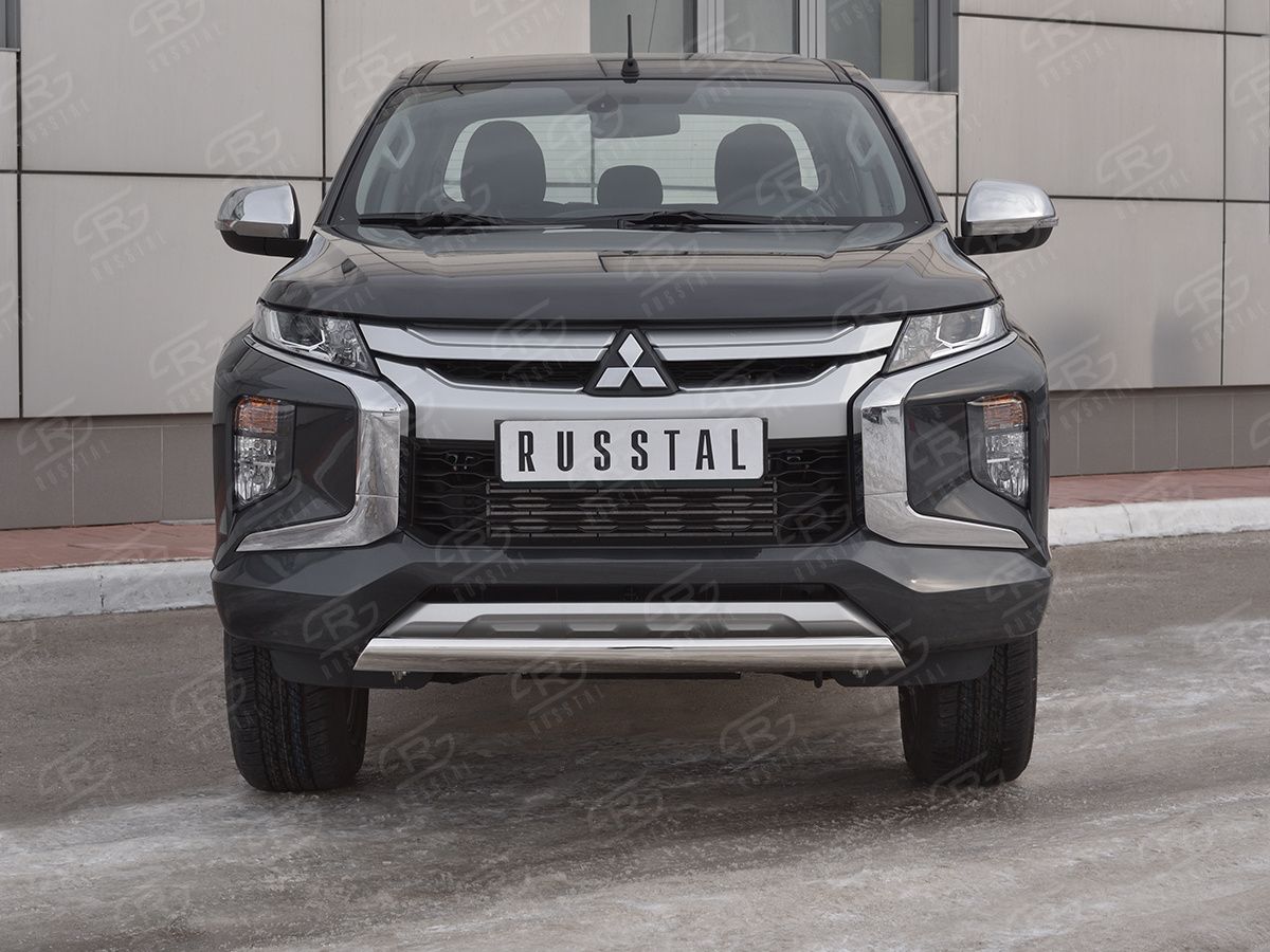Защита RusStal переднего бампера d75х42 дуга для Mitsubishi L200 V рестайлинг 2018-2026. Артикул ML2Z-003260