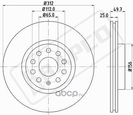 Диск тормозной вентилируемый пер. VAG A1, A3, Q2 16-, Q3, Octavia III (Bapco). Артикул BD0146
