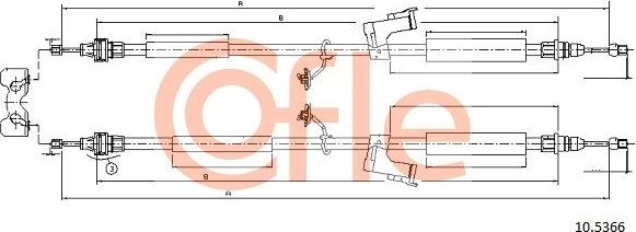 Трос ручника (тросик ручного тормоза) Cofle. Артикул 92.10.5366