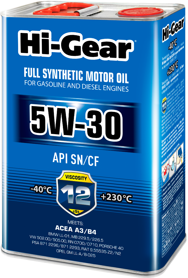 Масло моторное синтет. 5W-30 SM/CF 4л (HI-Gear). Артикул hg0034