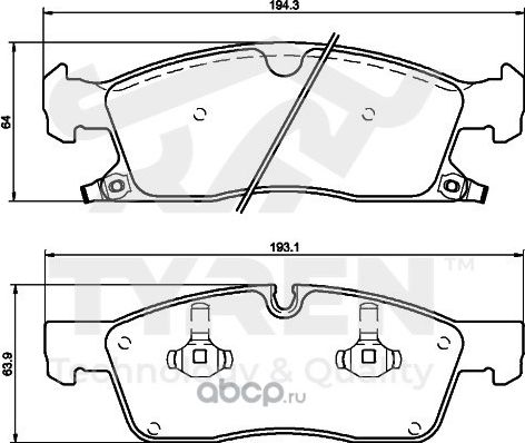 Колодки тормозные дисковые | перед | (Tyren). Артикул TYR1221161