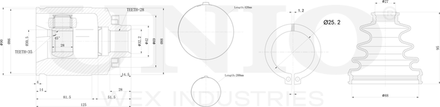ШРУС внутренний (Unio). Артикул CVJ-30055