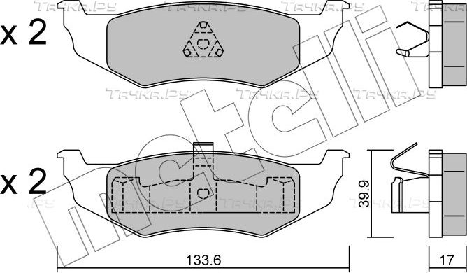 Тормозные колодки Metelli задние для Chrysler Sebring II 2001-2007. Артикул 22-0522-0
