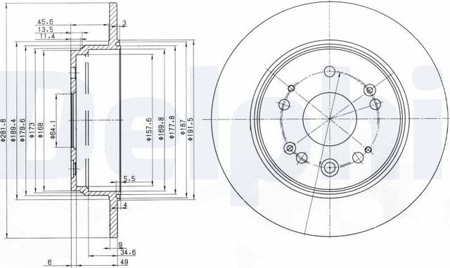 Тормозной диск Delphi задний для Honda Crossroad 2007-2010. Артикул BG3979