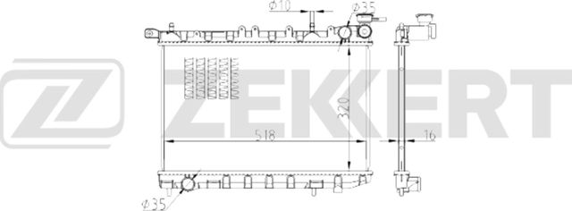 Радиатор охлаждения двигателя Zekkert (алюминий / пластик) для Nissan Almera N15 1995-2000. Артикул MK-1647