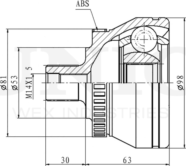 ШРУС наружный (Unio). Артикул CVJ-20223