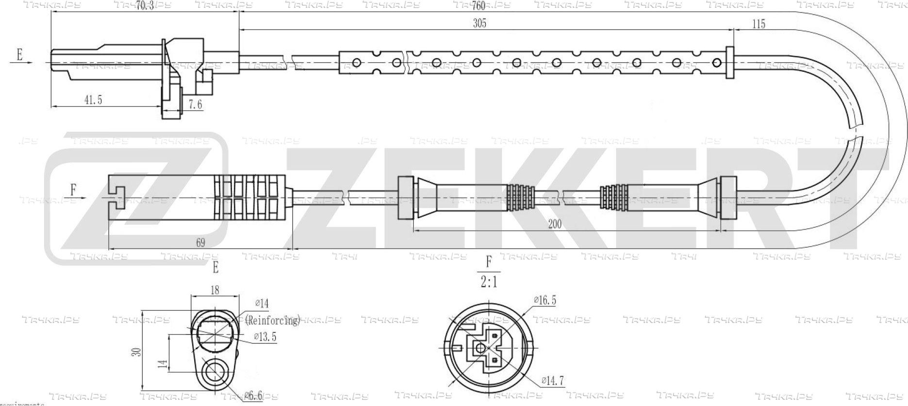 Датчик ABS Zekkert передний/задний для BMW 5 IV (E39) 1995-1998. Артикул SE-6184