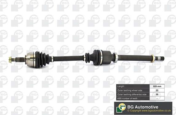 Полуось (привод в сборе, приводной вал) BGA передняя правая для Renault Megane II 2002-2010. Артикул DS7349R