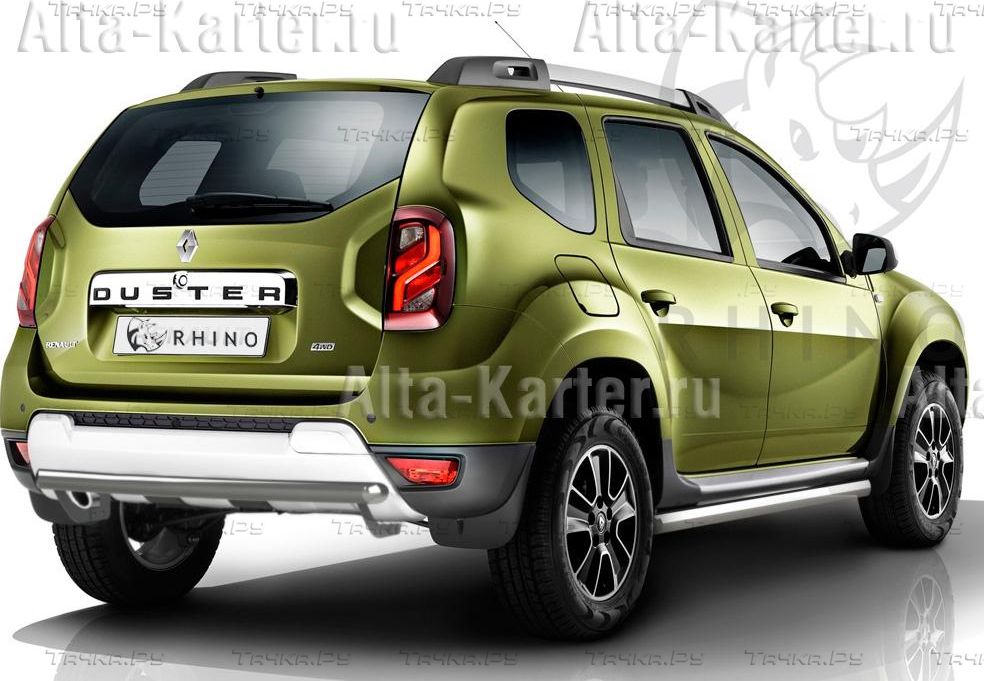 Защита порогов RusStal труба d63 (вариант 1) для Renault Duster I рестайлинг 2015-2020. Артикул RDTBR-0021801SER