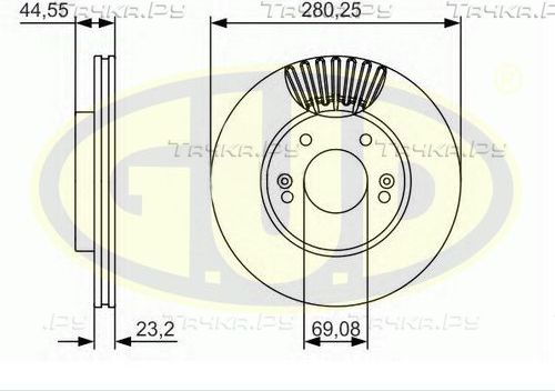 Тормозной диск G.U.D. передний для Hyundai i30 II 2011-2017. Артикул GDB123118
