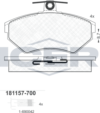 Тормозные колодки Icer. Артикул 181157-700