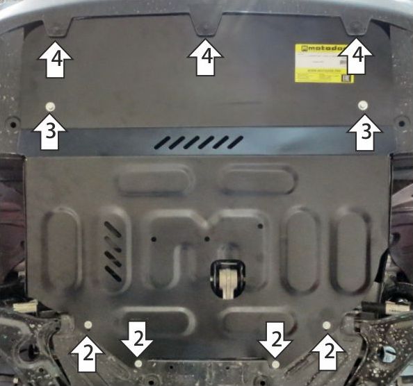 Защита Мотодор усиленная для картера и КПП Changan UNI-T 2020-2026. Артикул 77206