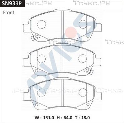 Тормозные колодки Advics передние для Opel Speedster 2000-2006. Артикул SN933P