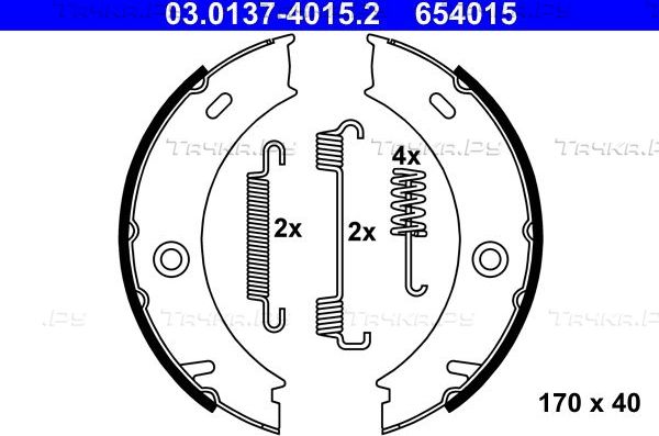 Тормозные колодки (стояночная тормозная система) ATE задние для Volkswagen LT II 1996-2006. Артикул 03.0137-4015.2