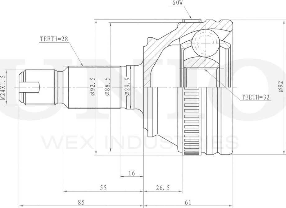 ШРУС наружный (Unio). Артикул CVJ-20265
