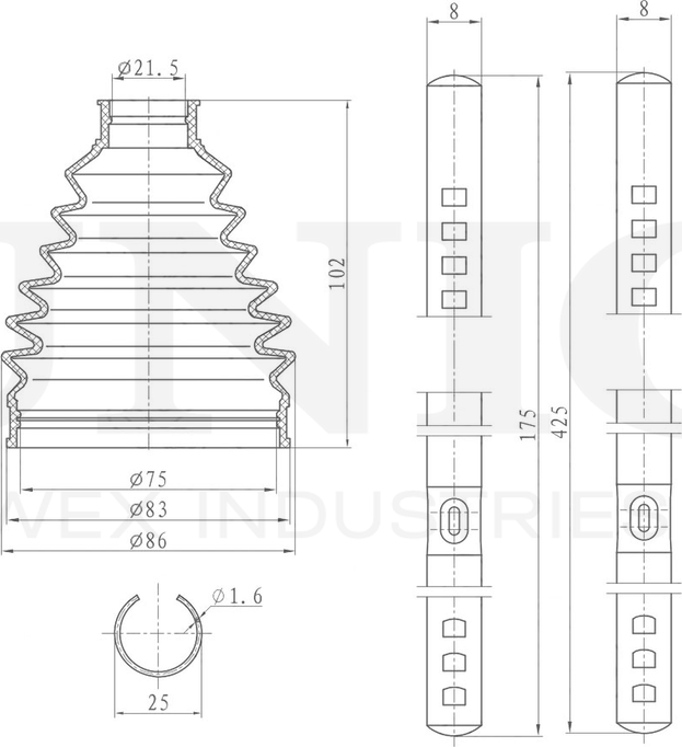 Пыльник ШРУС, комплект (Unio). Артикул DUC-30004K