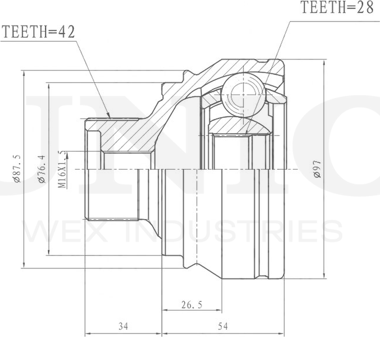 ШРУС наружный (Unio). Артикул CVJ-20304