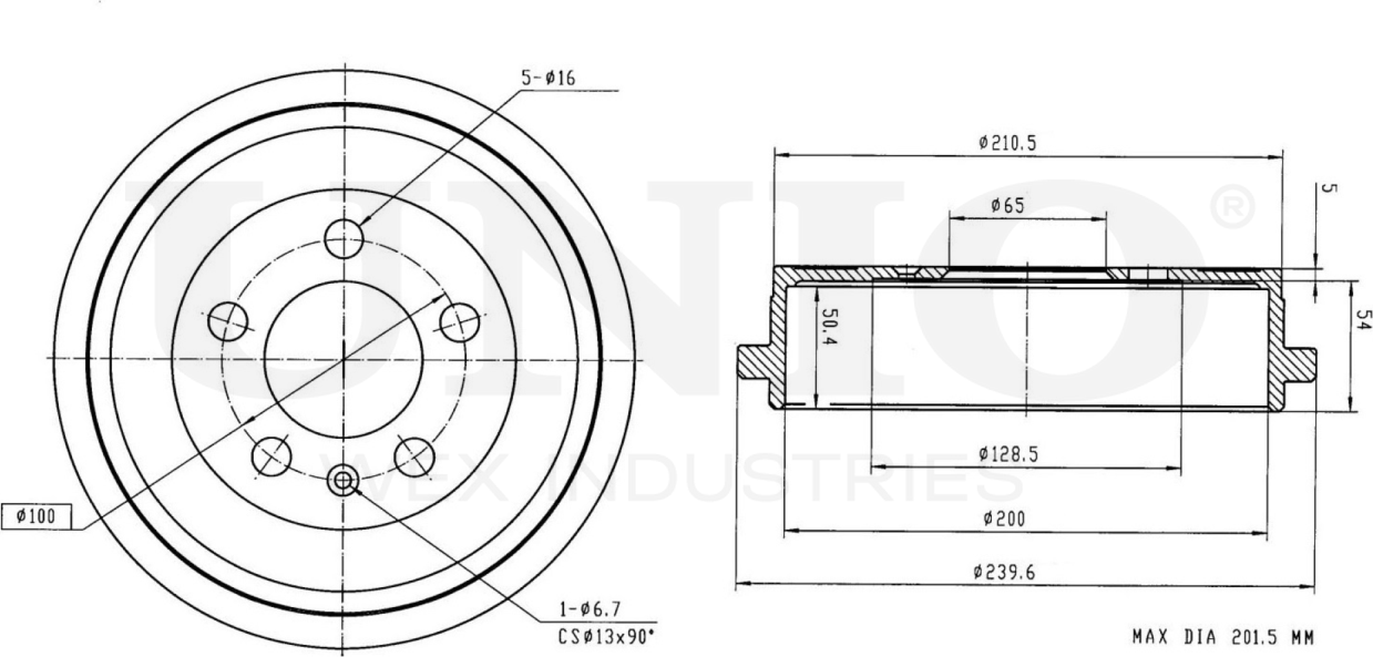 Барабан тормозной (Unio). Артикул BRD-10006