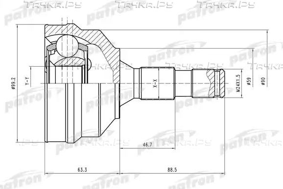 Шрус наружный (граната) Patron для Peugeot 307 I 2003-2009. Артикул PCV1496
