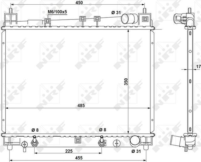 Радиатор охлаждения двигателя NRF EASY FIT для Toyota Yaris Verso 1999-2005. Артикул 53212