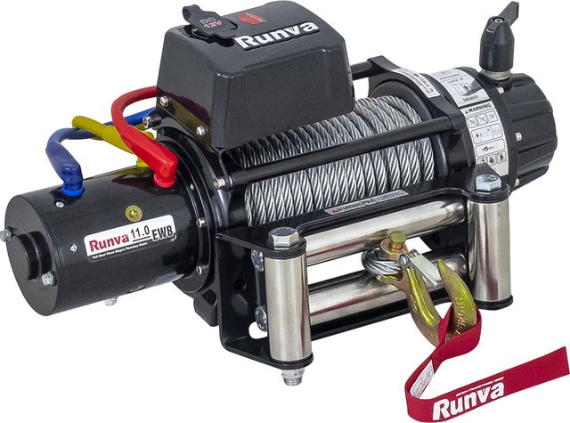 Лебёдка электрическая 12V Runva 11000 lbs 5000 кг (влагозащищенная) стальной трос. Артикул EWB11000S