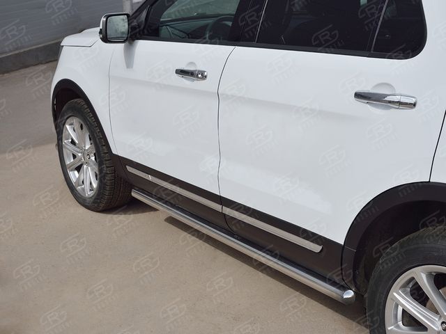 Защита порогов RusStal труба d63 (Вариант 3) для Ford Explorer V 2015-2017. Артикул FET-0026643