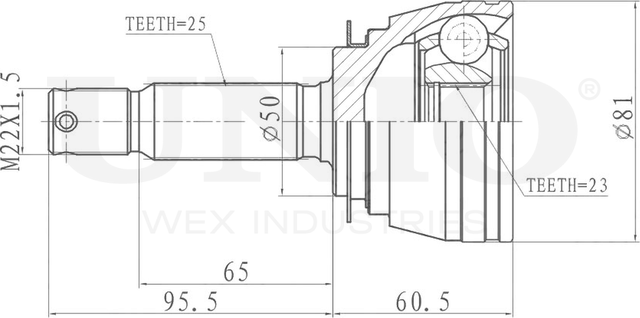 ШРУС наружный (Unio). Артикул CVJ-20218