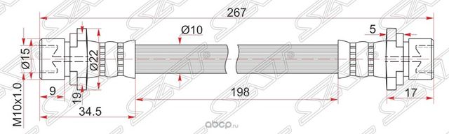 ШЛАНГ ТОРМОЗНОЙ RR TOYOTA COROLLASPACIOFIELDER (SAT). Артикул ST9094702C49