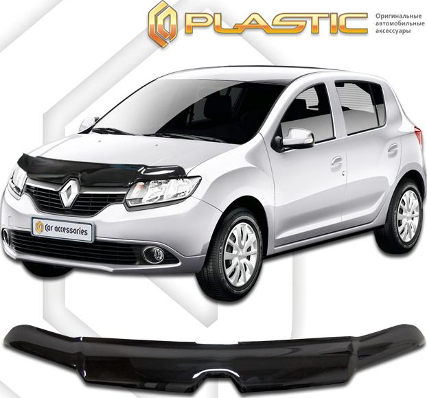 Дефлектор СА Пластик для капота (Classic черный) Renault Sandero 2014-2026. Артикул 2010010110178